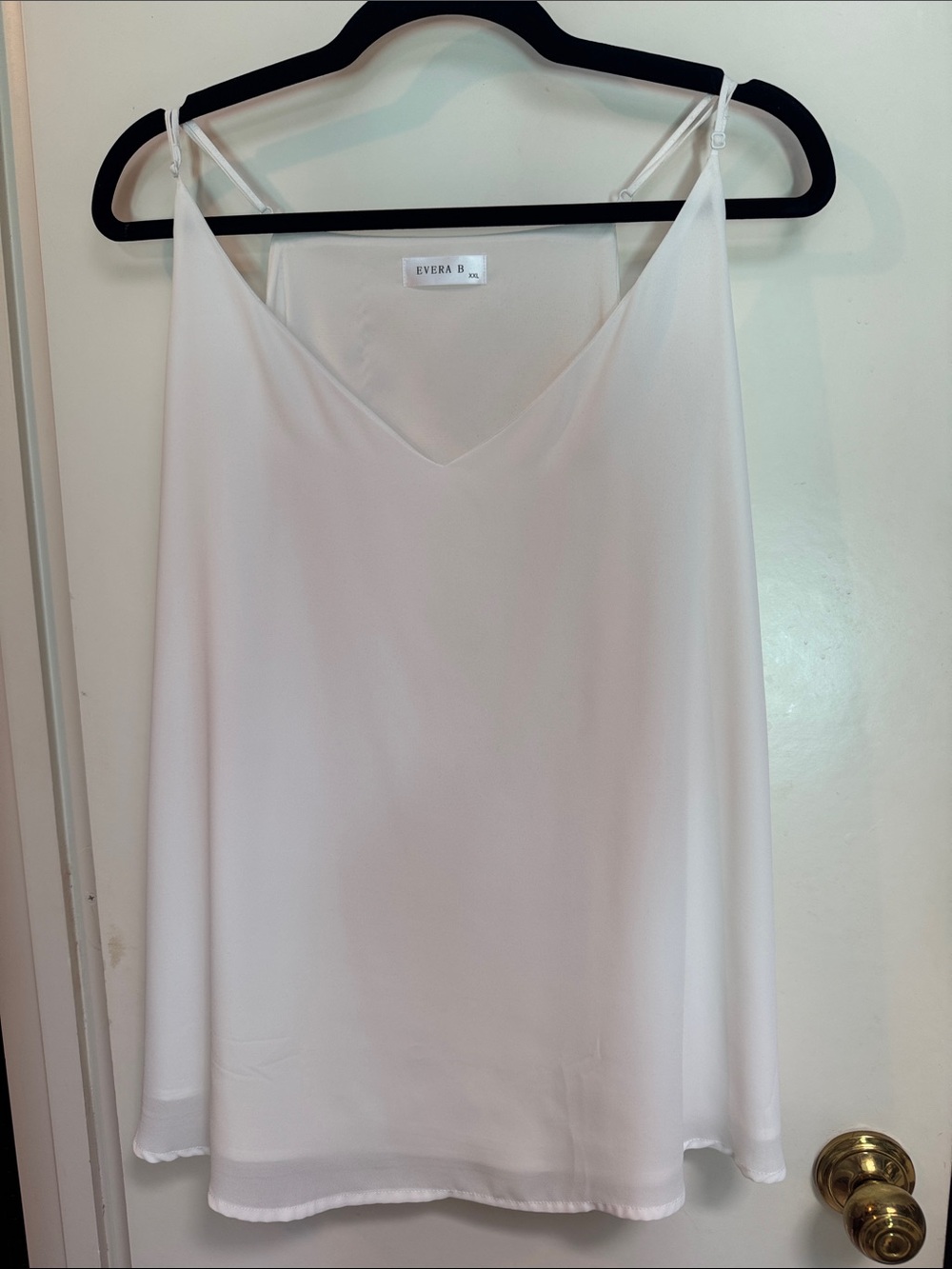 White V-Neck Silky Camisole - XXL